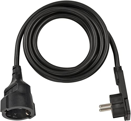 Brennenstuhl Qualitäts-Kunststoff-Verlängerungskabel mit Flachstecker (Verlängerungskabel flach für innen mit 2m Kabel) schwarz