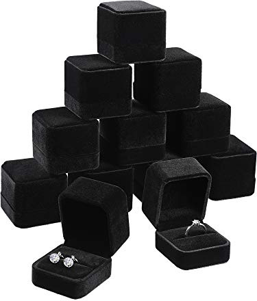 Zhanmai 12 Pcs Velvet Ring Box Jewelry Box Earring Jewelry Case Gift Boxes for Women Wedding Anniversary 2.12 x 1.77 x 2 Inch(Black)