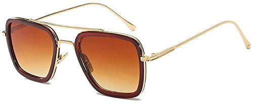 Visions India officiella Stark Iron Edith Square UV400 skyddsglasögon unisex solglasögon med UV-skydd, Brun, one size