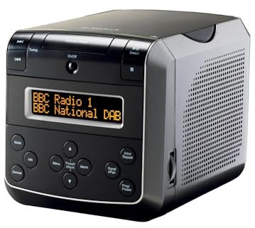 Roberts Sound 48 DAB/DAB+/FM Stereo Clock Radio with CD, Bluetooth, USB Playback/Charging - Black