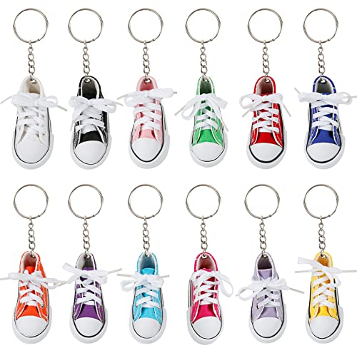 Comius Sharp Porte-clé Chaussure, 12 Pièce Mode Pendentif Chaussure en Toile Porte-clés Cadeau Pendentif de Sac Cadeau, Porte-Clés Mode Chaussures Décontractées Porte-Clés Pendant de Voiture Sac