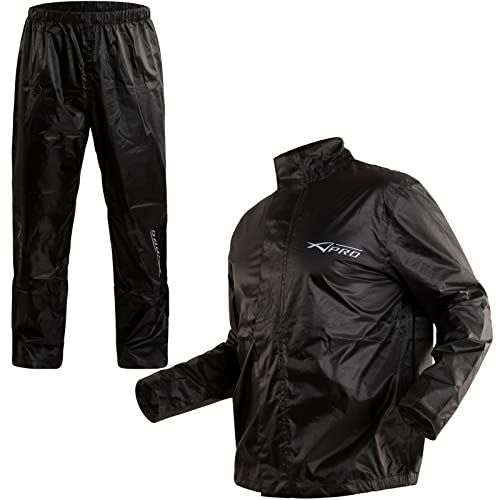 A-pro Combinaison Textile Impermeable Blouson Anti Pluie Pantalon Moto Motard Noir XL