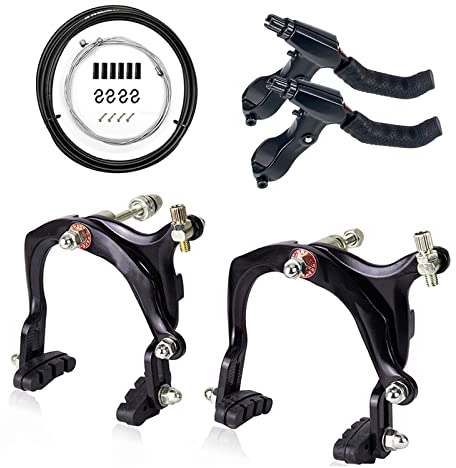 Mimoke C-Brake Bremssatz Bremsen für Fahrräder, V-Brake vorne und hinten Bremse mit 60 mm Bremsbelägen Finger Bremshebel Fahrrad Bremskabel Aluminium