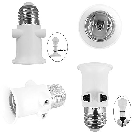 FExYinz Adaptador de enchufe de lámpara que se convierte de soporte de lámpara E27 a enchufe E27 2 piezas