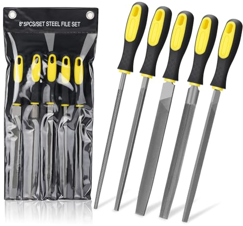 Oumuik Juego de limas de madera, juego de limas de alta calidad, juego profesional de limas de metal y madera, incluyendo flecha con vástago plano, lima semicircular, lima redonda y lima triangular