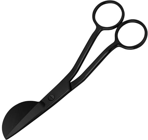 KUONIIY Stoffschere, Stickschere aus Edelstahl, Applikationsschere mit Klinge in Form eines Entenschnabels für Kunst, Tufting und Stickerei, 6 Zoll, Schwarz