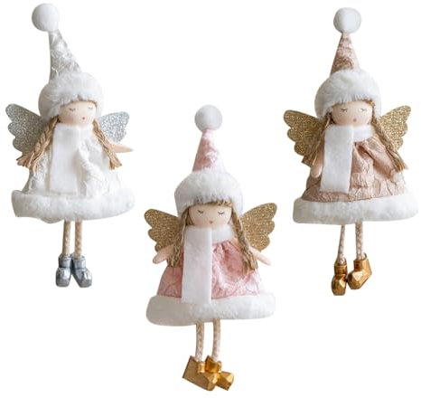 PLUSHCEWT 3 Pz Angelo Bambola Decorazione di Natale Fata Bambola Pendente Appeso Bambina Peluche Decorazioni Mini Ragazza Albero di Natale Ornamenti Mantel Finestra Regalo
