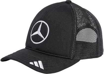 adidas Unisex Mercedes - AMG Petronas Formula ONE Team Snapback Star Trucker Cap, Black/White, L
