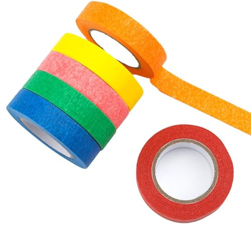 Tecfinty Buntes Klebeband, 6 Rollen, 15mm, Masking Tape, Kreppklebeband, Maler Kreppband, Farbig, Coroplast, 6pcs, 15mm x 15mm x 15mm, Bunt, Kunst und Gewerbe, Adhesive Tapes