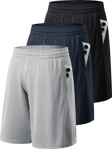 miijoory 3/5-pack sportbyxor herr korta byxor sport shorts med fickor snabbtorkande träningsbyxor löparbyxor för gym basket fitness