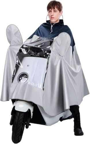 ACEFCXAUSVC Rain Poncho，Rain Cape Adult Waterproof， Hooded Rain Poncho for Bike, Ebike, Motorcycle, and Mobility Scooter Windproof Unisex Rain Cape(Black Grey,3X-Large)