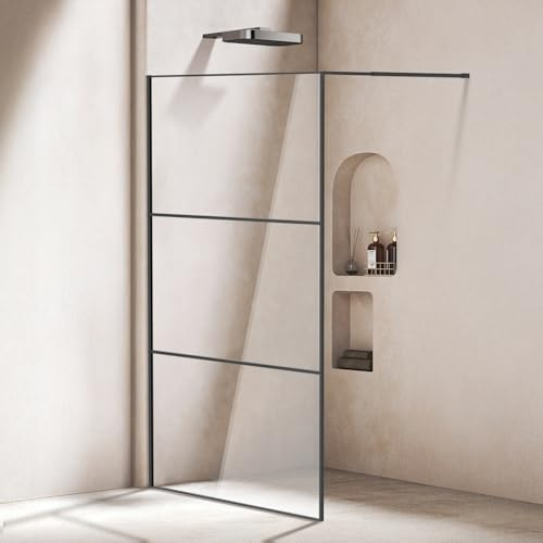 Hebitod Walk-In Dusch 120 x 200 cm svart, 3-segmentram, 5 mm ESG-säkerhetsglas, stabilt grepp, monterad höger eller vänster
