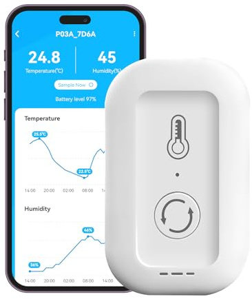 DAYBETTER 1PACK Smart Thermometer Hygrometer, 2.4G WiFi Indoor Temperature Humidity Sensor, Real Time App Notification, for Home Nursery Greenhouse, No Tuya Smartlife Magic Home Support