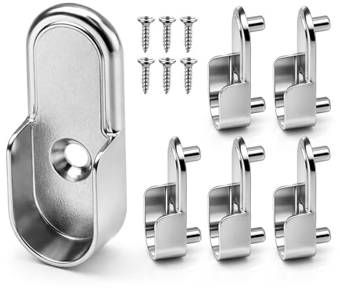 NYVOR 6 piezas soporte barra armario titular de barra con 8 tornillos para, 15 mm soportes de varilla de brida de aleación de zinc adecuado para armarios, vestidores y ropa colgante
