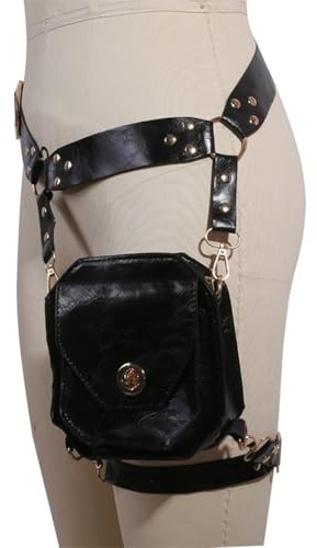 Pochette De Cuisse | Pack de Jambe Steampunk en Cuir PU | Compartment de Cuisse Polyvalent | pour La Salle De Sport, La Randonnée, La Course, L'Équitation, Le Voyage, La Marche Et Le