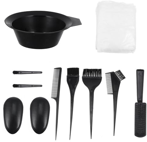 VALICLUD 11pcs Professional Hair Dye Brush Set with Mixing Bowl and Comb Pp Material Safe Hair Dyeing Tools Kit for Salon and Home Use Includes Ear Covers and Clips
