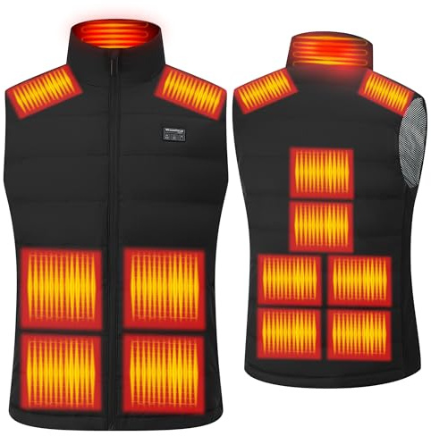 WaooHeat Heated Gilet with Power Bank,Heated Vest for Men Women 15 Heating Zones Intelligent Lightweight Electric Heating Vests Jacket 10000mAh Rechargeable Battery for Hunting Winter Christmas Gift