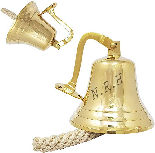 Brass Ship Bell Bar Nautical Hanging with Wall Mount Nautical Marine Decor Gift