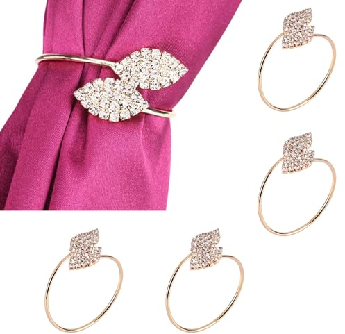 Porta Tovaglioli a Forma di Foglia, 12 Pezzi Anelli Portatovagliolo da Tavola in Metallo, Portatovaglioli Brillante, anelli napkin fibbie per decorazioni da tavola per matrimoni, anniversari e cene