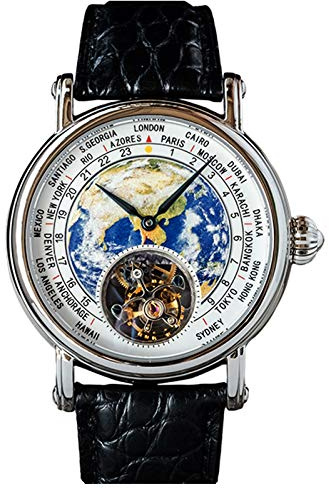 Reloj de lujo para hombre con esfera esmaltada de la tierra de Seagull ST8000 Tourbillon, azul, Correa