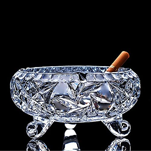 shtray, Outdoor Ash tray for Patio with 3 leg, Clear Crystal Ashtrays for Cigarettes and Cigar, Glass Ashtray for Home Office Indoor Decoration
