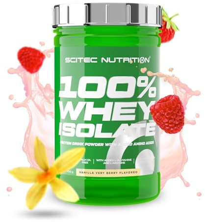 Scitec Nutrition 100% Whey Isolate, Boisson en poudre aromatisée avec isolât de protéines, L-glutamine, L-arginine et édulcorants, sans sucre, sans gluten, 700 g, Vanille-Fruits des bois