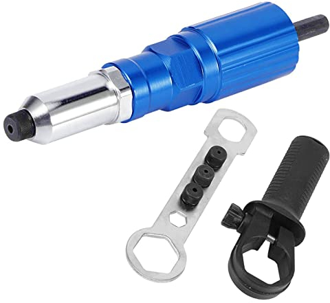 Elektro-Nietpistolen-Adapter, Akku-Bohrschrauber Metall-Niet-Blindniet-Niet-Einsatz-Mutter-Befestigung Elektrowerkzeug-Kit Aluminium-Gussgehäuse mit 200 Stück Nieten, 4 Nietköpfe