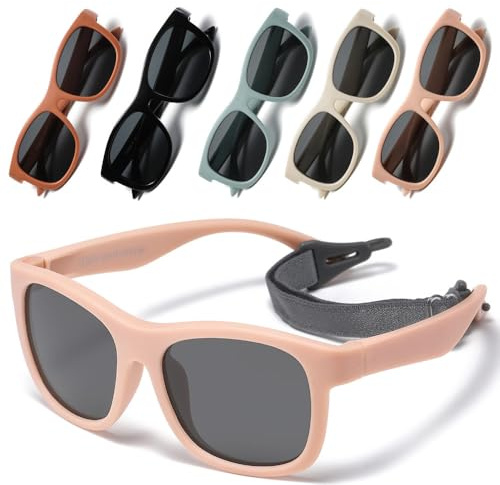 Musivon Lunette de Soleil Bebe 6 mois - 3 ans, Lunette de Soleil Enfant Polarisées Fille Garçon Cadre Flexible Pour Fête de Vacances à La Plage