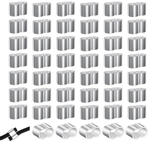 Kotkiddy® 50 Stück Pressklemmen 6mm Würgeklemmen Doppelhülsen Klemmhülsen aus Aluminium Seilklemme 6mm Aluminium Crimpschlaufe für Gummiseil Expanderseil