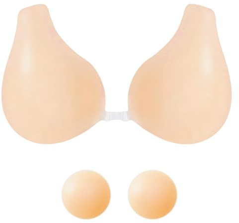 Sixome Klebe BH Push Up Trägerloser, Silikon Rückenfrei Trägerloser Sticky Push Up BH Nipple Cover, Trägerlos Unsichtbarer Brust Lift Up BH für Damen für A/B/C/D Cups