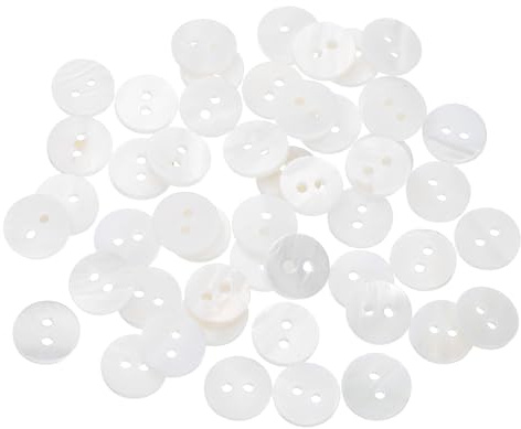 QUARKZMAN 50 Pz Pulsanti in Guscio Naturale, 2 Fori Pulsanti in Madreperla 12.7mm Pulsanti per Cucire Artigianato Pulsanti per Cucire per Camicia Fai da Te Decorazione, Bianco