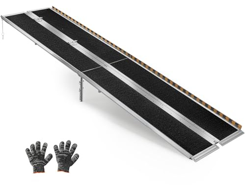 VEVOR 10FT Portable Wheelchair Ramp, Smooth Door Access No Blocking Design, 800 LBS Heavy Duty Non-Slip Threshold Ramp for Home Steps, Stairs, Doorways, Scooter, Curbs