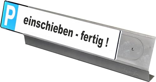 reinkedesign Parkschild-Halterung aus V2A Edelstahl zum Einschieben | Einfache Montage | Witterungsbeständig | Für Standard KFZ-Schilder | Made in Germany | Inkl. Montagezubehör