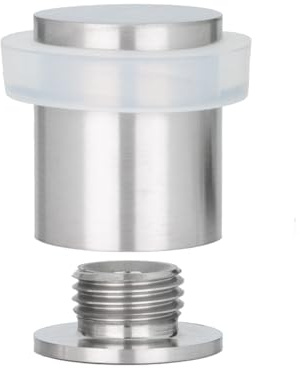 EVI Herrajes | Fermaporta | 20 x 25 mm | Base filettata | Gomma Bianca di Silicone Naturale | Acciaio Inox | Compresi utensile, vite + tassello di fissaggio | Mod. I-181-BCB