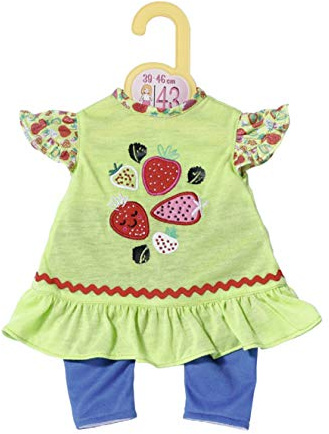 Dolly Moda, Puppenkleidung, Dolly Moda Shirt + Leggings Erdbeeren 43cm, Shirt mit Rüschen und Leggings im Jeanslook, 871263, Zapf Creation
