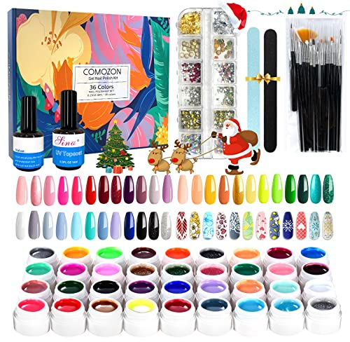 UV Nagellack Set, 36 Farben Gel Set, UV Farbgel Set mit Nagelfeile und Nagelpinsel, Gel nägel Farben, Nail Polish für Nail Art Nagel-Design