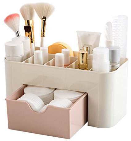 Organisateur de bijoux de maquillage multifonctions avec tiroir pour produits cosmétiques, bijoux, boîte de rangement porte-skincare rose, Attrayant traité