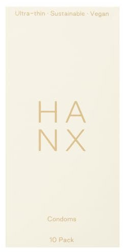 HANX Condoms | Ultra-Thin, Natural Latex with Silicone Lubricant | Paraben & Spermicide-Free | Dermatologically Approved | Strong & Reliable | Safe, Comfortable Protection | Standard (Pack of 10)