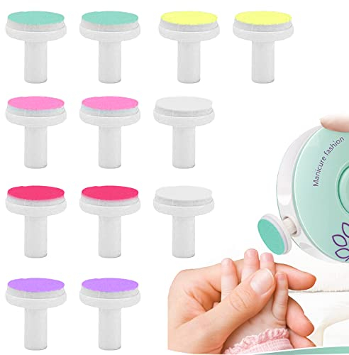 Baby Nagelfeile Elektrisch Ersatz Schleifköpfe, Baby Nagel Trimmer Ersatz Pads, 12 Stück Baby Nagelfeile Elektrisch Nagel Trimmer Pads, für Elektrische Nagel Trimmer Clippers Infant Kleinkind Kinder