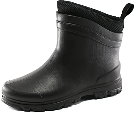 Realpaks Gummistiefel für Herren Damen, Gartenschuhe, bequem, kurze Stiefeletten, Bequem, wasserdicht, Regenschuhe, mit warmer einlage E11V843bk