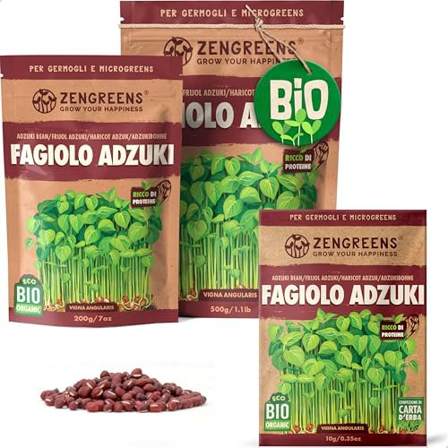 ZenGreens® - Semi di fagiolo adzuki biologico - Scegli tra 10g, 200g e 500g - Germogli di fagiolo adzuki - Germinazione superiore al 97% - Microgreens