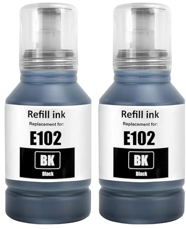 LAIPENG 102 Tinte Kompatibel mit Epson 102 für EcoTank ET-2700 ET-2750 ET-2751 ET-2756 ET-2850 ET-2851 ET-2856 ET-3700 ET-3750 ET-3850 ET-4750 ET-4850 ET-4856 ET-15000 Drucker (2 Schwarz)