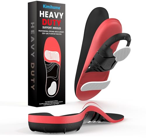 Kimihome Plantillas Ortopédicas para Fascitis Plantar - Alivio del Dolor de Talón con Soporte de Arco | Hombre y Mujer | Zapatos de Trabajo y Deporte (Resistencia 100kg) - M