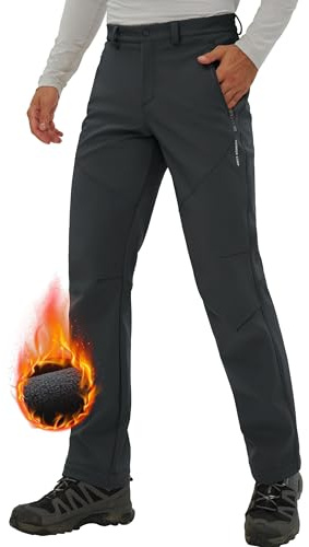 Pioneer Camp Pantalon de randonnée pour homme - Pantalon doublé en polaire - Trekking - Imperméable - Pantalon d'hiver - Pantalon d'extérieur avec 3 poches zippées, seize if grey, XL