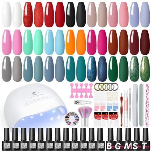 COSCELIA Kit Uñas Semipermanentes, 20 Colors Uñas Semipermanentes Kit Completo con Lámpara U V Kit Manicura Semipermanente y Base, Top Coat Glitter y Mate