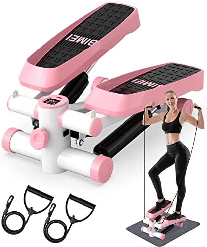 Mini Stepper für Zuhause, Fitness Stepper Treppenstepper mit Widerstandsbändern, Fitness Stepper Trainingsgerät mit LCD Display Aerobic Step Fitnessgeräte für das Training zu Hause im Büro