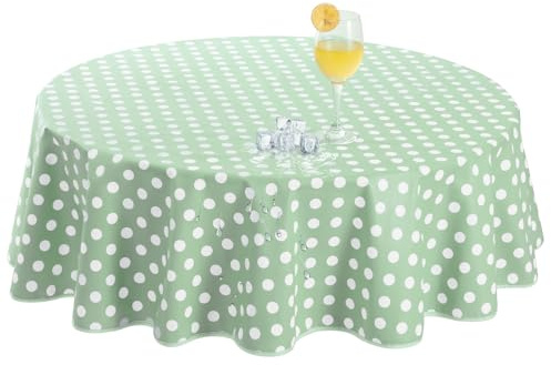 Romanstile Mantel Verde Antimanchas Hule Mesa Redondo 120 cm de diámetro Manteles PVC 100% Impermeable Exteriores Mantel Cumpleaños,350GSM,Protege la Mesa para Primavera Jardin,Picnic Comedor Cocina