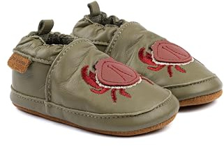 Mikk-line Chaussons d'éveil pour bébé - Chaussons souples en cuir avec semelle en daim antidérapante - Chaussons imprimés avec motif animal et doublure en lin pour garçons et filles - Parfait pour 0 à