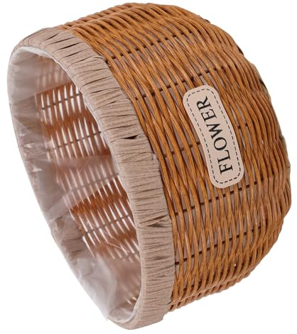 Hemobllo Panier à Plantes Tressé en Rotin Synthétique Jardinière D'intérieur Multifonction, Grand Format 24x14 Cm, Couleur Kaki, Pot De Fleurs Décoratif pour Plantes D'intérieur Et Rangement