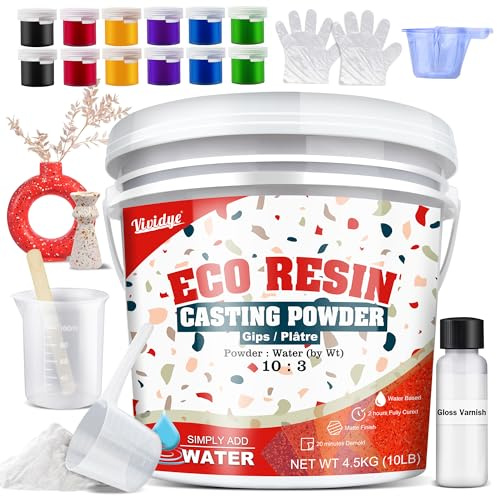 Eco Resin Casting Powders 4500g - All-in-One Casting Resin Kit for Beginners, Water-Based ＆ Fast Curing, 20-30 Minutes Demolding - Water Activated Plaster Powder for Crafts, Art, DIY Home Decor